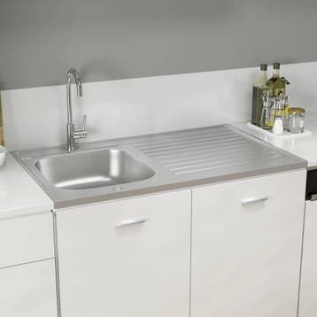 vidaXL Gootsteen met afvoerset 1000x600x155 mm roestvrij, Huis en Inrichting, Keuken | Keukenelementen, Verzenden, Nieuw