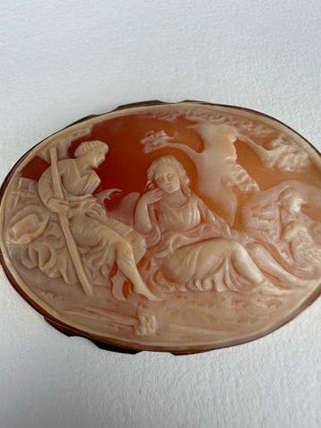 Cameo - 18 karaat Geel goud - Camee en schelp