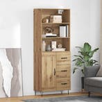 vidaXL Highboard met lade 2 pcs Artisan Eiken Bewerkt hout, Huis en Inrichting, Kasten | Dressoirs, Verzenden, Nieuw
