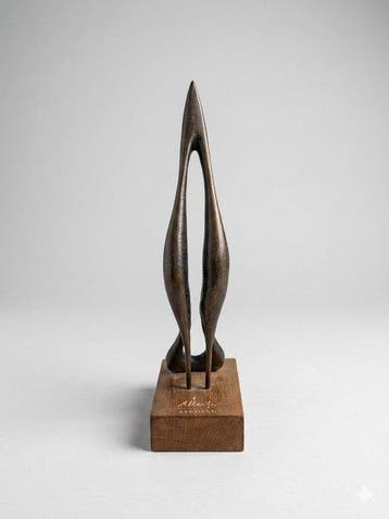 Alberto (1895-1962) - sculptuur, Bird drinking water - 26.7