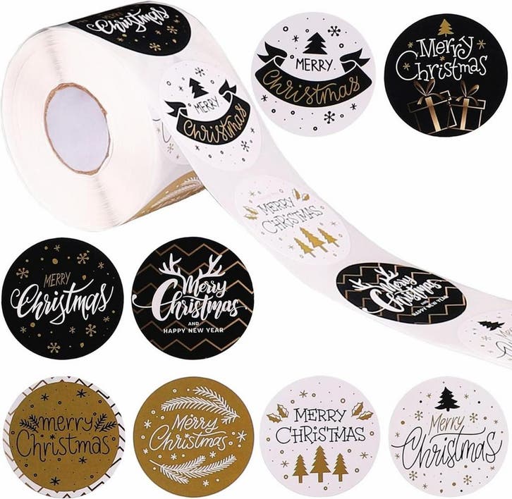 500 Kerst Stickers Op Rol - 2.5cm - Kerststickers -, Hobby en Vrije tijd, Stickers en Plaatjes, Verzenden