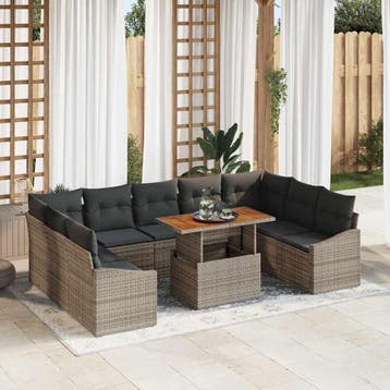 vidaXL Tuinbank Set 10 st Grijs en Bruin, Verzenden, Nieuw