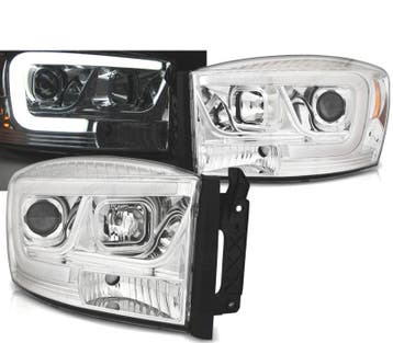 PHARES POUR DODGE RAM 06-08 TUBE LED CHROMÉ, Verzenden