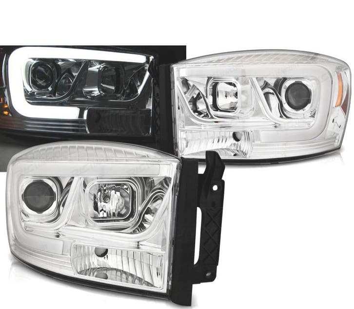 PHARES POUR DODGE RAM 06-08 TUBE LED CHROMÉ, Auto-onderdelen, Verlichting, Verzenden