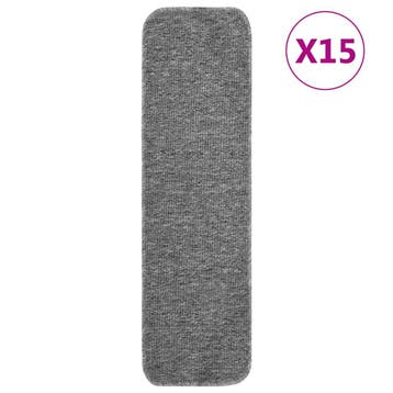 vidaXL Trapmatten 15 st anti-slip rechthoekig 75x20 cm grijs, Verzenden
