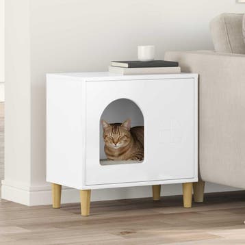 vidaXL Kattenhuis Glanzend Wit 51 x 30 x 52 cm Bewerkt hout, Verzenden, Nieuw