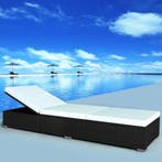 vidaXL Ligbed met crèmewit kussen poly rattan zwart, Verzenden, Nieuw