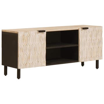 vidaXL TV Kast Witte Was Afwerking 105 x 33 x 46 cm Massief, Huis en Inrichting, Woonaccessoires | Cd- en Dvd-rekken, Verzenden