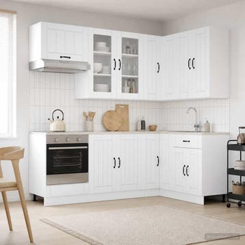 vidaXL Keukenblok LUCCA 8 st Hoogglans Wit Bewerkt hout, Verzenden