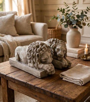 sculptuur, Coppia leoni - 20 cm - Canovas leeuwenpaar —