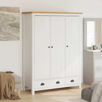 vidaXL Kledingkast Hill 3 deuren 127x50x170 cm massief, Verzenden, Nieuw