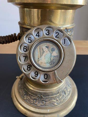 Analoge telefoon - Messing - Vintage zware siertelefoon met