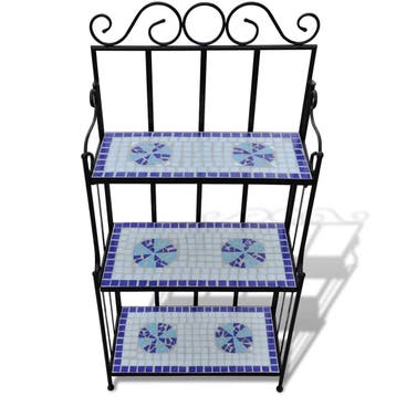 vidaXL Plantenstandaard mozaïekpatroon blauw wit, Tuin en Terras, Verzenden, Nieuw