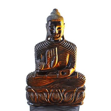 Beeld, No Reserve - Big Golden Tiger Eye Carved Divine Lord