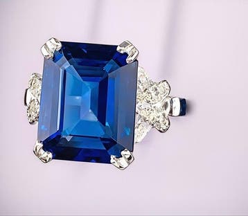Ring Platina Saffier - Diamant