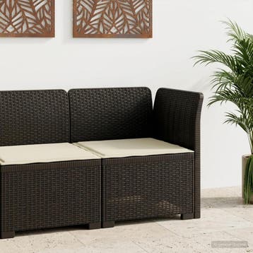 vidaXL Eén-zits Tuin Sofa met Kussen Rieten Look PP, Tuin en Terras, Verzenden, Nieuw