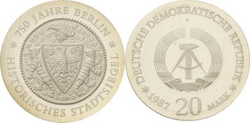 20 Mark 1987 Kurs- en Gedenkmunten, Verzenden, België