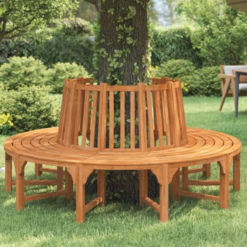 vidaXL Boombank rond Ø208 cm massief eucalyptushout, Verzenden
