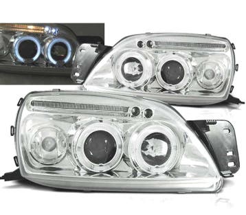 PHARES FORD FIESTA 99-02 ANGEL EYES FOND CHROMÉ, Verzenden
