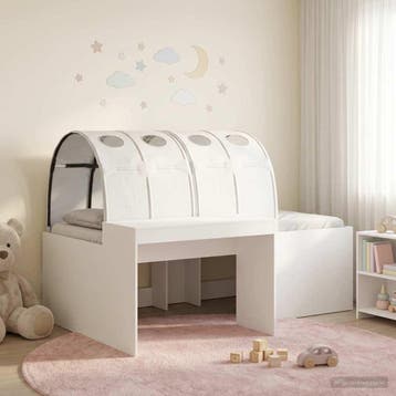 vidaXL Bed met Tunnel 3 st Artisian Eik en Wit Bewerkt hout, Verzenden