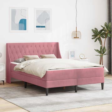 vidaXL Bedframe met matras met matras Roze 140 x 190 cm, Huis en Inrichting, Slaapkamer | Matrassen en Bedbodems, Verzenden, Nieuw