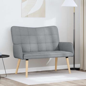 vidaXL 2-Zits Sofa Lichtgrijs 115 x 61 x 87 cm Stof, Verzenden, Nieuw