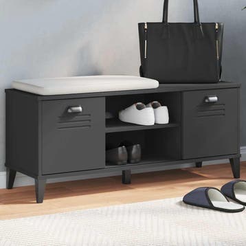 vidaXL Schoenenbank VIKEN 106x35x45 cm bewerkt hout zwart, Huis en Inrichting, Verzenden, Nieuw