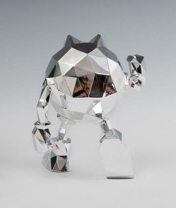 Richard Orlinski (1966) - Sculpture, Pac-Man Silver - 18 cm