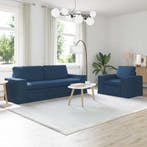 vidaXL bank / zetelstel 2 pcs Blauw 222 x 80 x 82 cm Stof, Huis en Inrichting, Verzenden, Nieuw