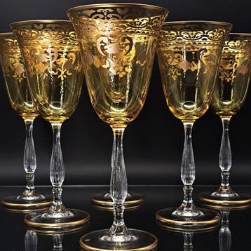 Artemisia Bohemia Firmati - Verre à vin (6) - Cristal, Or