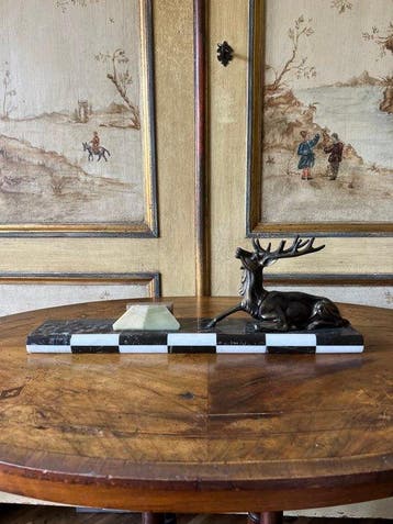 Beeld, Scultura déco - 45 cm - Brons, Marmer, Antiek en Kunst