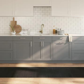 vidaXL Vloerkleed rechthoekig 70x300 cm bamboe zwart, Verzenden, Nieuw