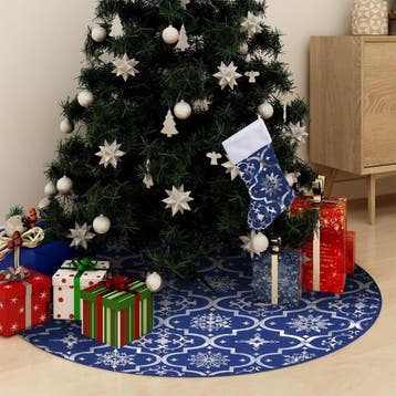 vidaXL Kerstboomrok luxe met sok 150 cm stof blauw, Diversen, Verzenden, Nieuw