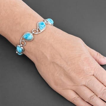 Hoogwaardige larimar op massief zilver 925 + rhodiëring.