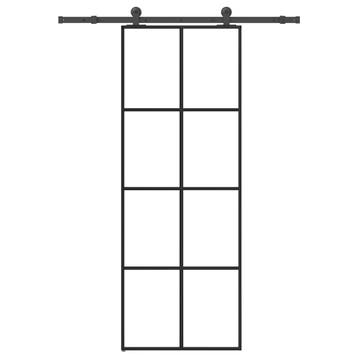 vidaXL Schuifdeur met beslag 76x205 cm ESG-glas en aluminium, Doe-het-zelf en Bouw, Deuren en Vliegenramen, Verzenden, Nieuw