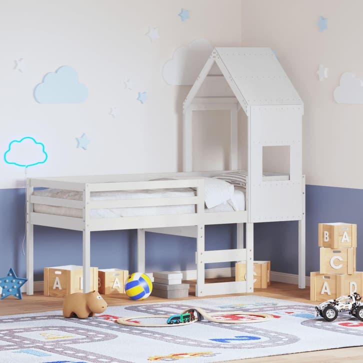 vidaXL Hoogslaper met huisje 75x190 cm massief grenenhout, Maison & Meubles, Chambre à coucher | Lits, Envoi