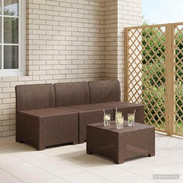 vidaXL 3-Zits Tuin Sofa Rottanlook PP Bruin, Verzenden, Nieuw