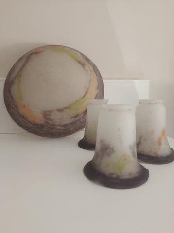noverdy - jean noverdy - Plafondlamp (4) - noverdy - Opaline, Antiek en Kunst