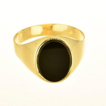 Ring - 18 karaat Geel goud Onyx