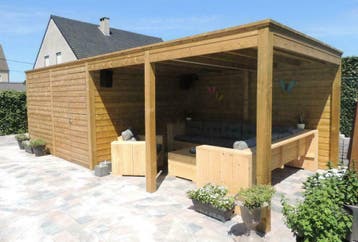 Berging met veranda 3,18 x 8,94 m, 200 tot 400 cm, Tuinhuis, Nieuw, Zonder ramen