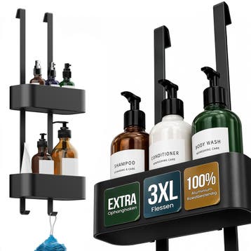 Avalo Doucherek Hangend Zwart - Opbergrek Badkamer -, Huis en Inrichting, Badkamer | Badtextiel en Accessoires, Verzenden, Nieuw