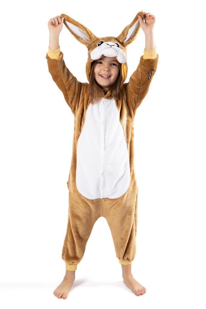 KIMU® Onesie Bruin Konijn Pakje 98-104 Konijnenpak Kostuum H, Kinderen en Baby's, Carnavalskleding en Verkleedspullen, Nieuw, Ophalen of Verzenden