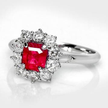 Zonder minimumprijs - Ring - 18 karaat GIA 1,02 ct Birma