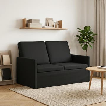 vidaXL 2-zitsbank / zetel Zwart 130 x 81 x 82 cm Stof, Verzenden, Nieuw