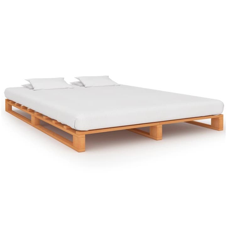 vidaXL Bedframe pallet massief grenenhout bruin 140x200 cm, Huis en Inrichting, Slaapkamer | Bedden, Nieuw, Verzenden