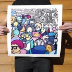 Kev Munday - Happy To Be Here - Textured Giclee Print - No, Antiquités & Art