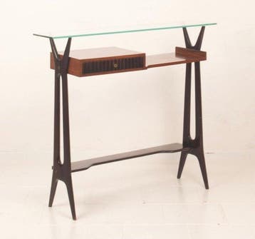 Wandtafel - Palissander, Glas, Messing, Esdoorn