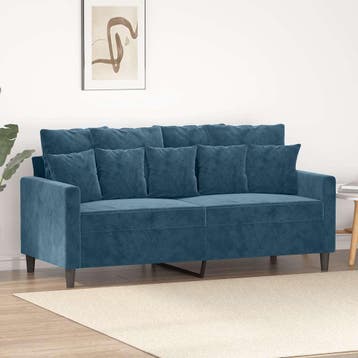 vidaXL Tweezitsbank / zetel 140 cm fluweel blauw, Verzenden
