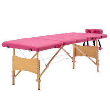 vidaXL Massagetafel inklapbaar 4 zones hout roze, Sport en Fitness, Verzenden, Nieuw