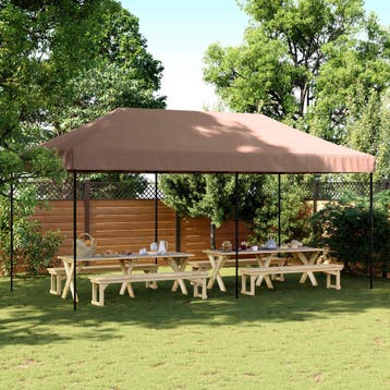vidaXL Partytent 292 x 580 x 315 cm Bruin Oxford Stof, Verzenden, Nieuw